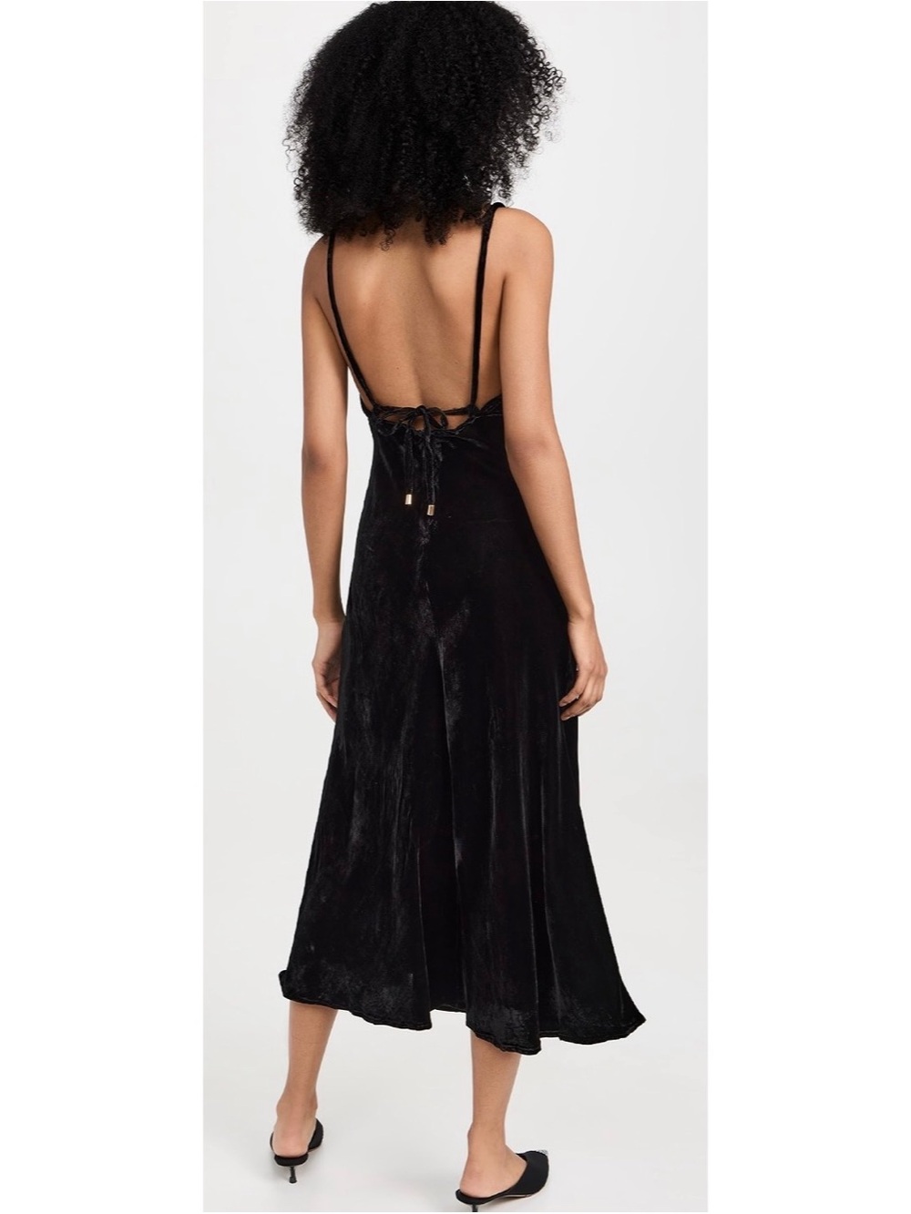Farm Rio Richelieu Midi Slip Dress Size S Black Velvet Lace Whimsigoth Evening - Picture 15 of 15
